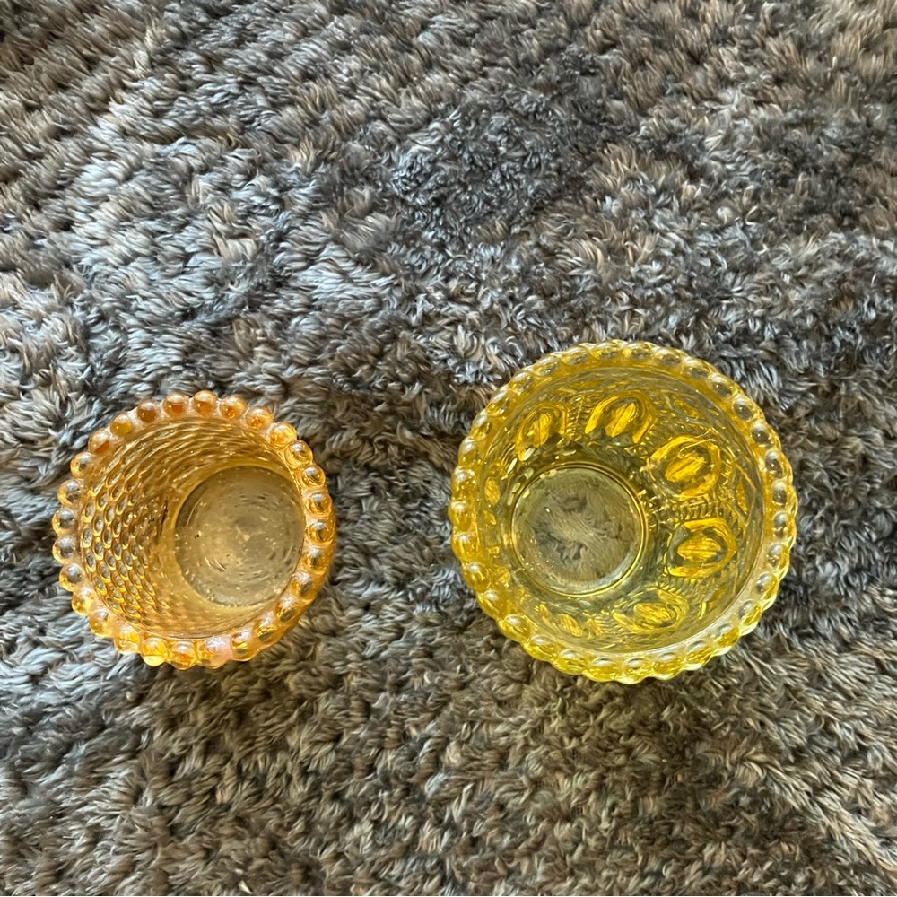 Vintage Amber Hobnail Glass Votive, Tea Light, Toothpick Holders (2) - Picture 2 of 6